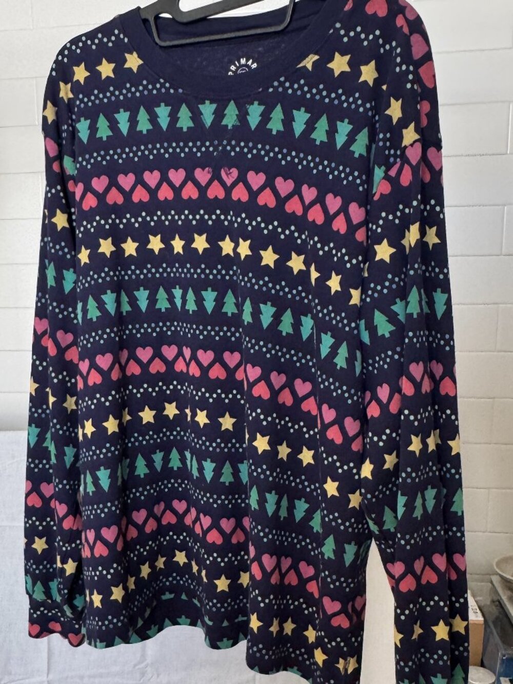 GUC Primary Holiday Pattern Cotton Long Sleeve Pajama Shirt XXL